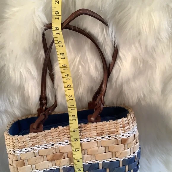 Straw Hand Woven Top Zip Boho Bohemian Purple Tan Purse That’s Lined - Picture 8 of 9